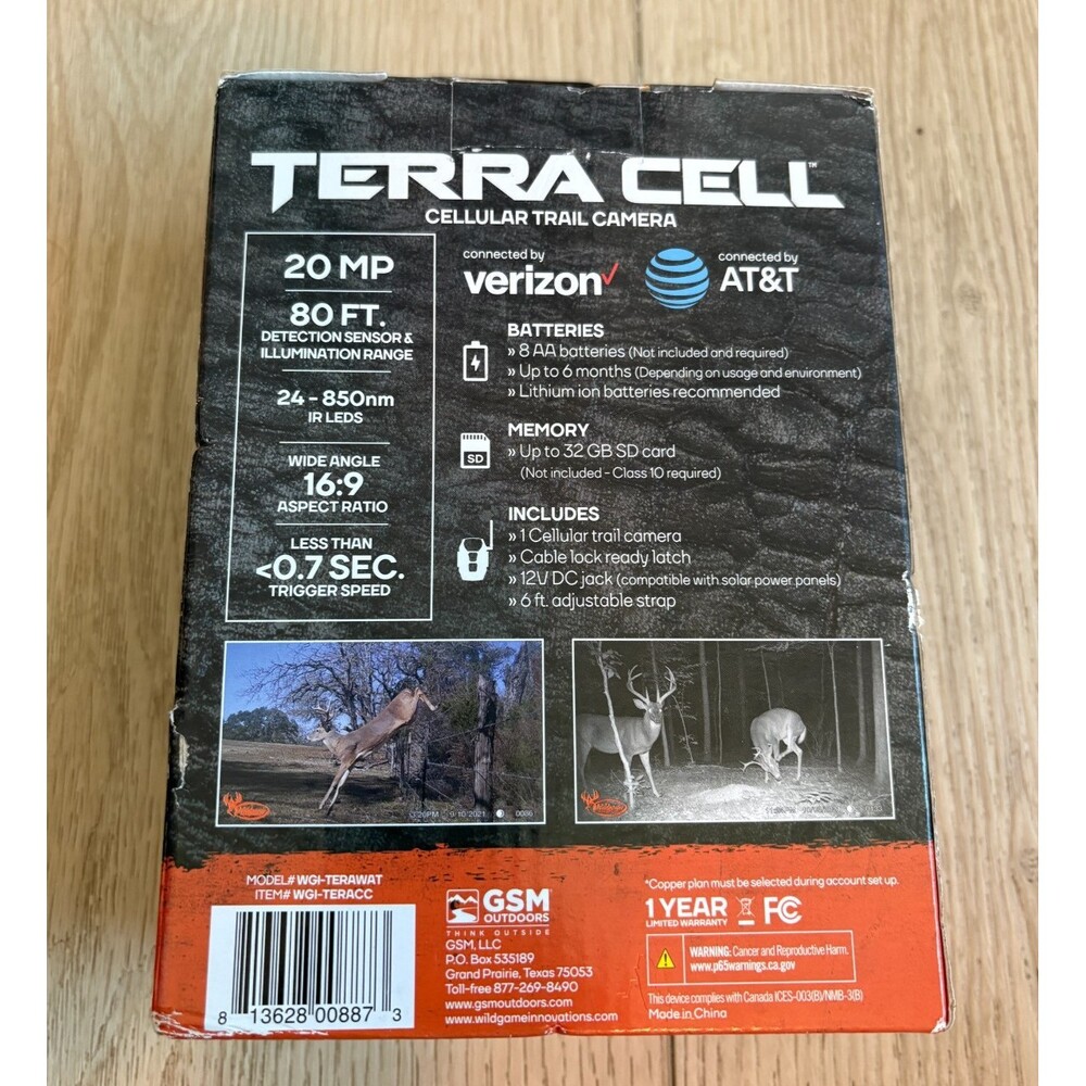 Wildgame Innovations TERRA CELL CELLULAR TRAIL CAMERA 20 MP 80 FT VERIZON & AT&T - Picture 2 of 2